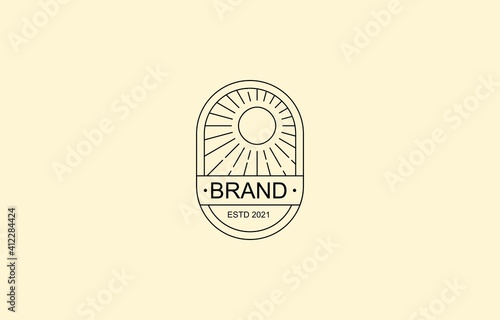 Sunburst Linear Vintage Logo Vector Template