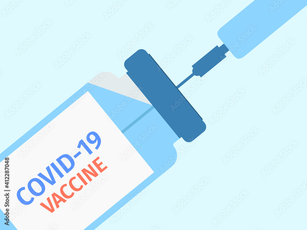 Covid-19 vaccination. Coronavirus vaccine bottle and syringe for injection. Middle east respiratory syndrome. Vector illustration Covid-19 vaccination. Coronavirus vaccine bottle and syringe for injection. Middle east respiratory syndrome. Vector illustration