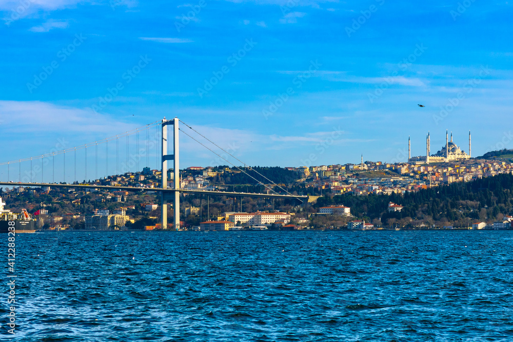 Fototapeta premium Bosphorus Bridge and Camlica Mosque