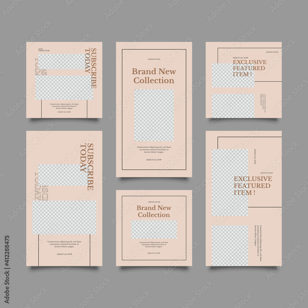 Set of Editable banner social media post and story template. Suitable for social media stories post and web mobile ads. Vector with photo collage Set of Editable banner social media post and story template. Suitable for social media stories post and web mobile ads. Vector with photo collage