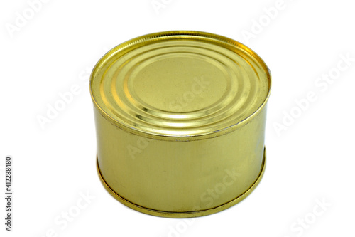 Tin can on a white background.