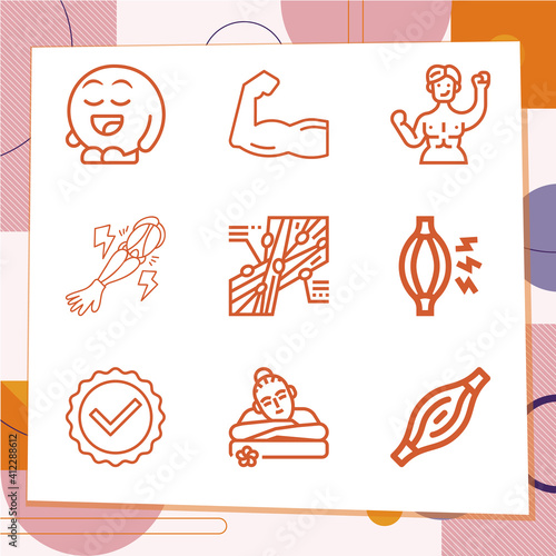 Simple set of 9 icons related to contraction
