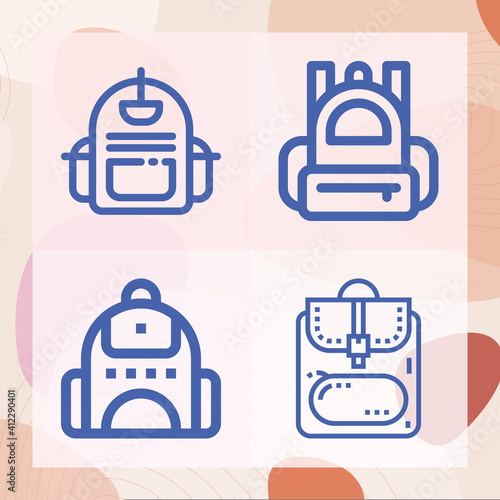 Simple set of hiking related lineal icons