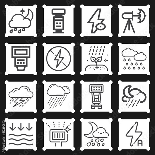 16 pack of flooding  lineal web icons set
