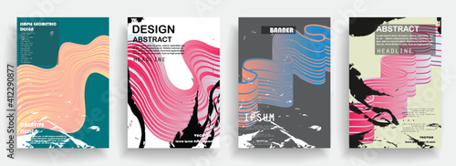Modern abstract covers set, Modern colorful wave liquid flow poster. Cool gradient shapes composition, vector covers design.