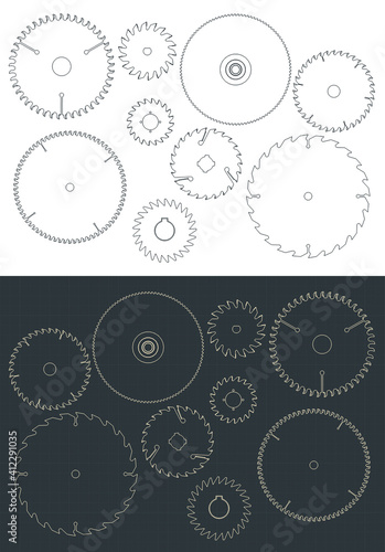Circular blade saw drawings Set