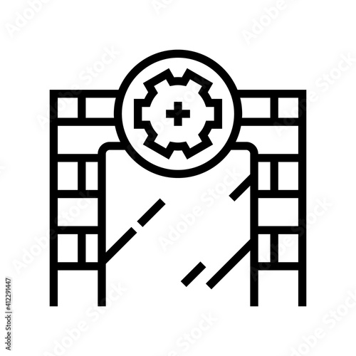 on wall installation mirror line icon vector. on wall installation mirror sign. isolated contour symbol black illustration