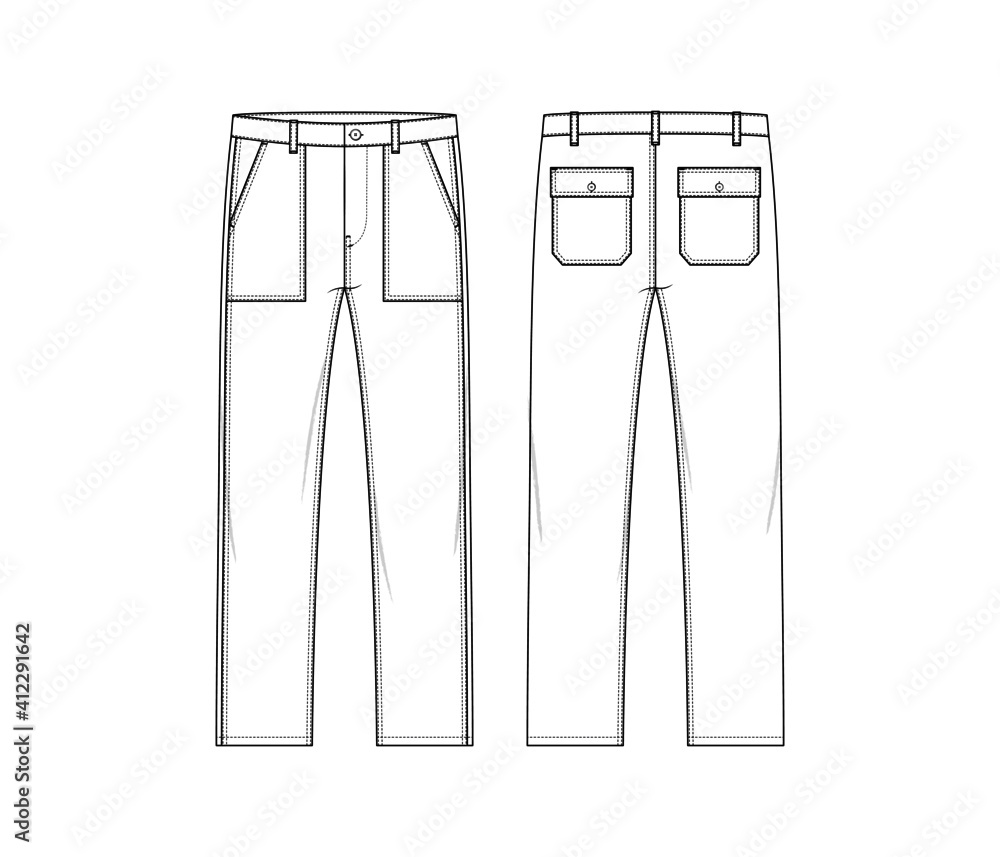 Men's Fatigue Pants - Front & Back Men's Fatigue Pants - Front & Back
