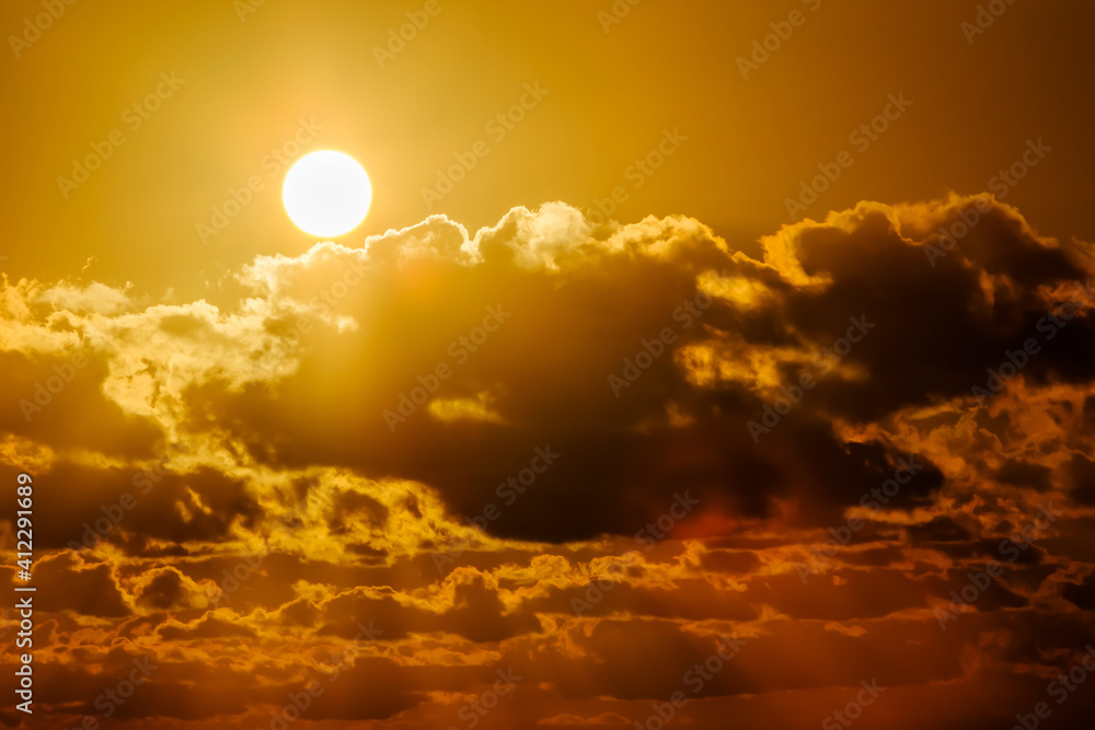 Sunset sunrise with clouds, light rays and other atmospheric effect Sunset sunrise with clouds, light rays and other atmospheric effect
