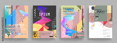 Fototapeta Naklejka Na Ścianę i Meble -  Modern abstract covers set, Modern colorful wave liquid flow poster. Cool gradient shapes composition, vector covers design.