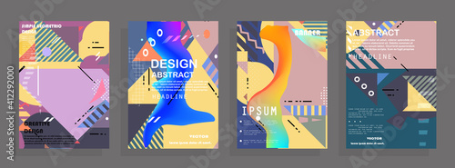 Modern abstract covers set, Modern colorful wave liquid flow poster. Cool gradient shapes composition, vector covers design.
