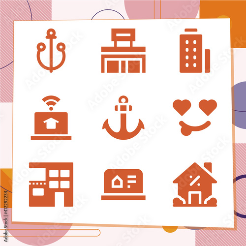 Simple set of 9 icons related to tenants