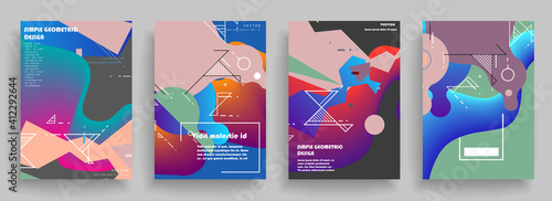 Modern abstract covers set, Modern colorful wave liquid flow poster. Cool gradient shapes composition, vector covers design.