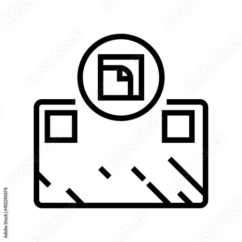 glue installation mirror line icon vector. glue installation mirror sign. isolated contour symbol black illustration
