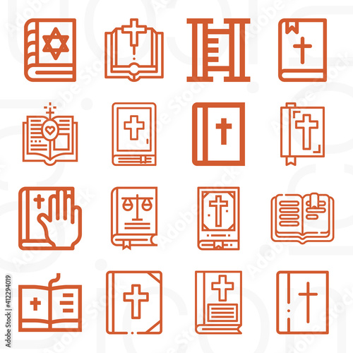 16 pack of biblical  lineal web icons set