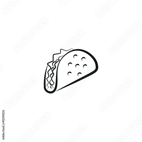 Taco line illustration, vector icon, flat, logo 