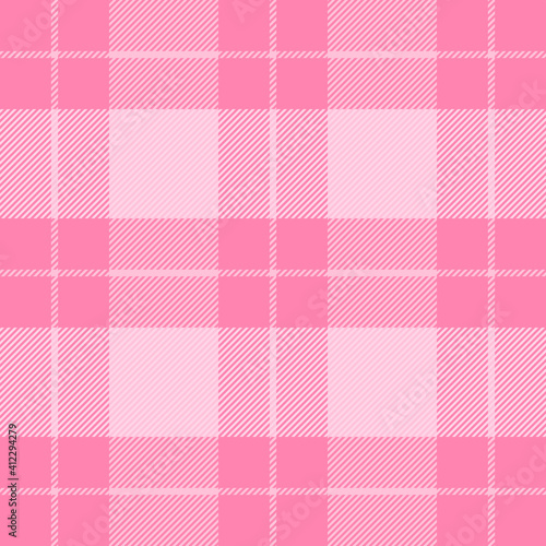 Valentines day tartan plaid. Scottish pattern in white and pink cage. Scottish cage. Traditional Scottish checkered background. Seamless fabric texture. Vector illustration