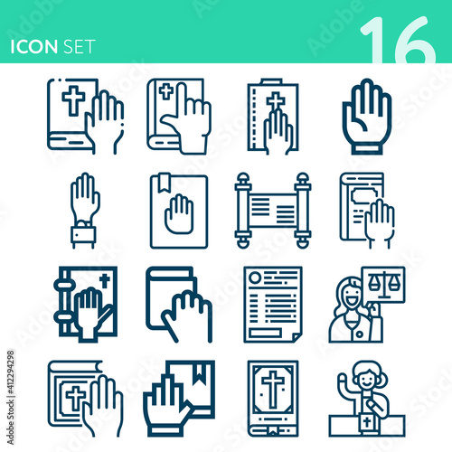 Simple set of 16 icons related to swore