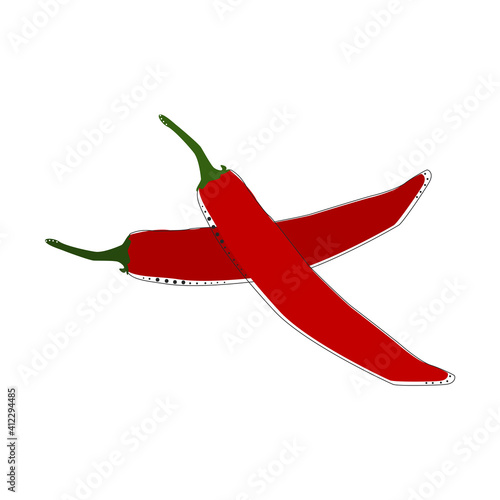 Red chili isolated vector illustration. Vegetables, healthy organic food. Cooking flat design.