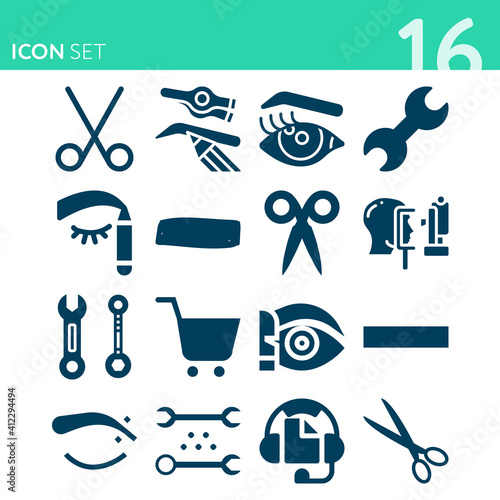 Simple set of 16 icons related to humility