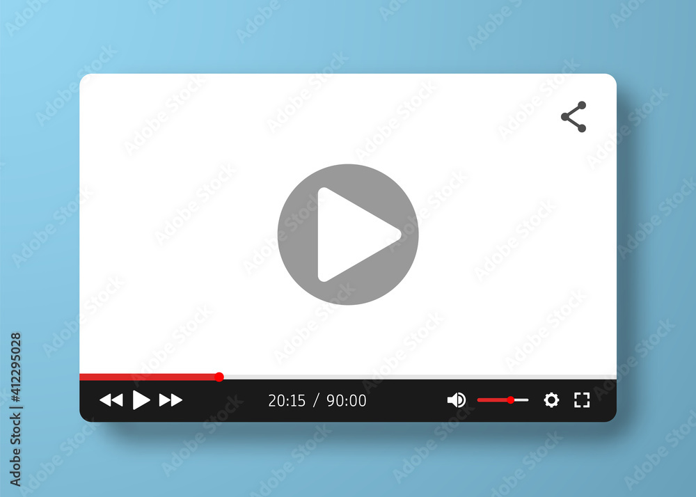 Video player template for web or mobile apps. Vector illustration