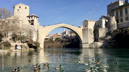 Stari Most (Old Bridge) is a rebuilt 16th-century Ottoman bridge in the city of Mostar in Bosnia that crosses the river Neretva and connects the two parts of the city