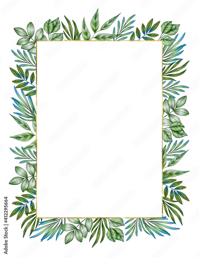 Floral frame on white background. For your design of wedding invitations, cards, etc.