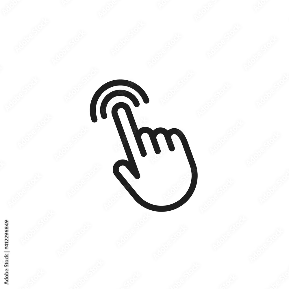 Hand click icons. Clicking finger pointer. Vector illustration.