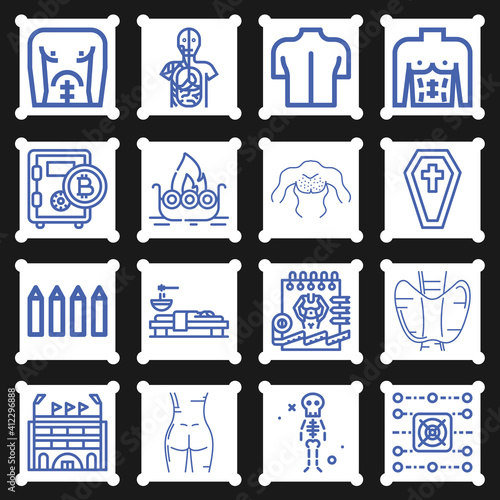 16 pack of burial  lineal web icons set