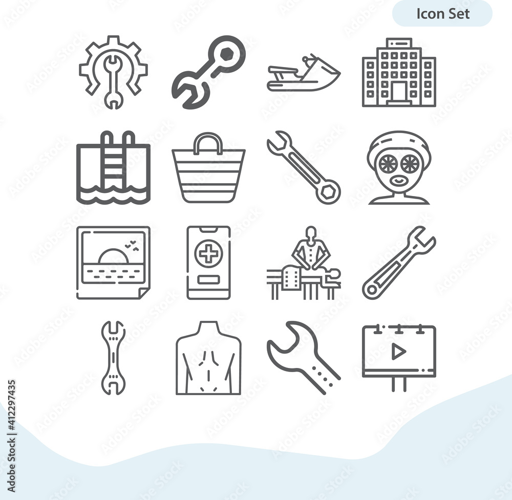 Simple set of resort related lineal icons. Simple set of resort related lineal icons.