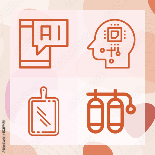 Simple set of reef related lineal icons
