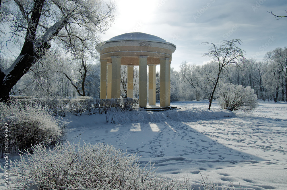 City park in the winter season.