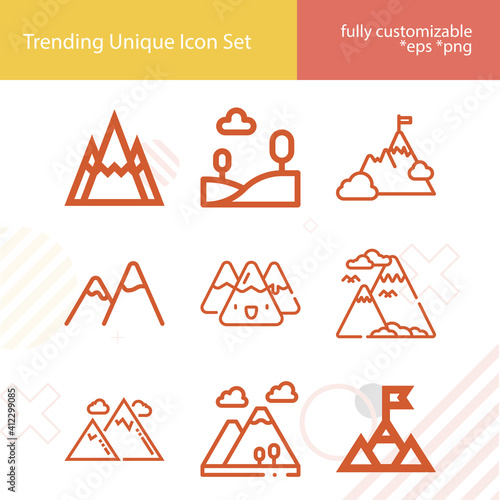 Simple set of highlands related lineal icons.