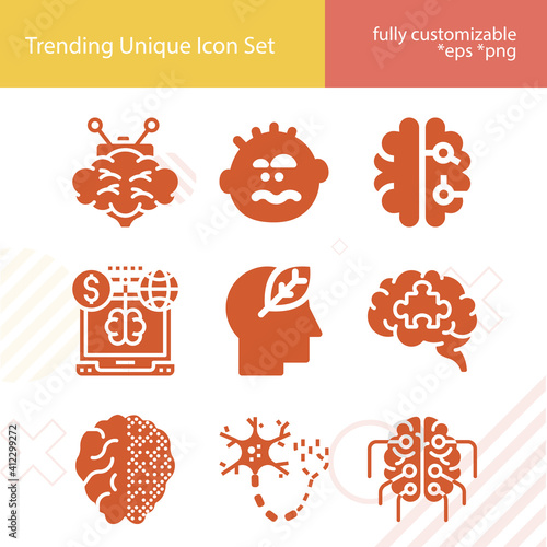 Simple set of nervous related filled icons.