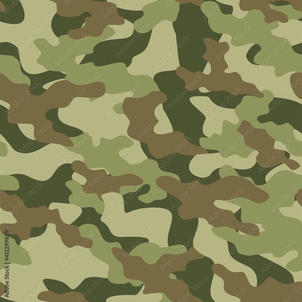 Fototapeta premium Military camo seamless pattern. Forest background on textile. Stylish new design. Ornament. Vector green