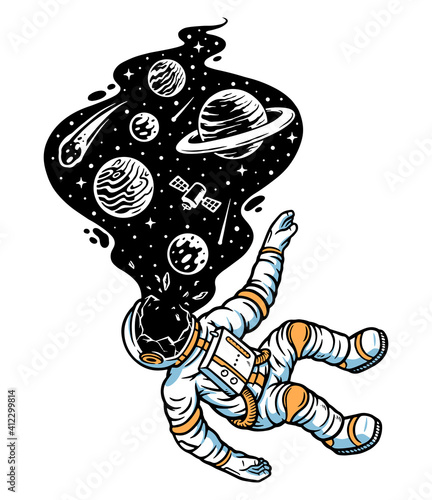 Astronauts die in the universe illustration