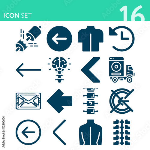 Simple set of 16 icons related to vertebral canal