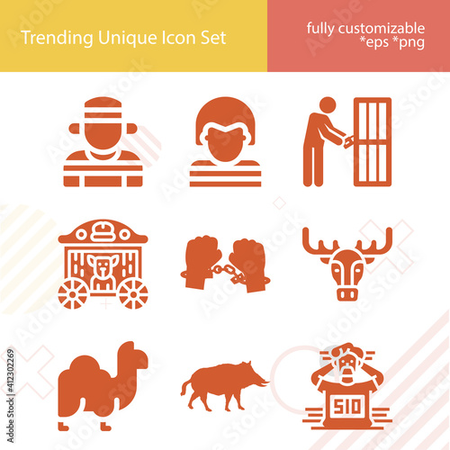 Simple set of captivity related filled icons.