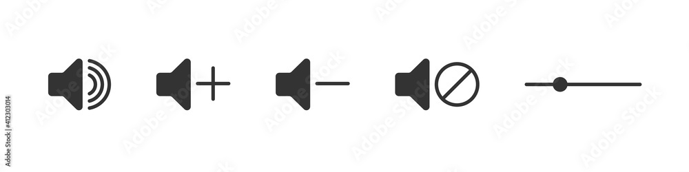 Volume icons. Audio speaker volume icons. Sound icons. Volume control. Vector illustration Volume icons. Audio speaker volume icons. Sound icons. Volume control. Vector illustration