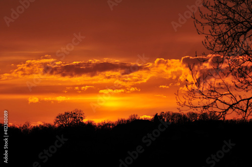 Beautiful orange-coloured sky at sunset