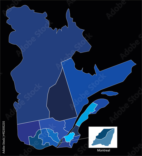 Province of Quebec map with counties