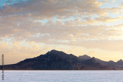 Bonnevlle Salt Flats at dusk, near Wendover, UT
