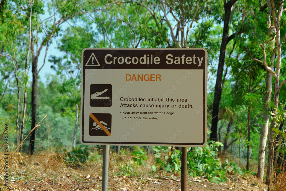 Crocodile Warning Sign In The Northern Territory Of Australia