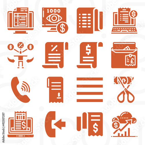 16 pack of expense  filled web icons set