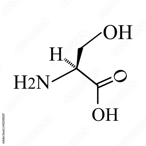 Serine amino acid. Chemical molecular formula Serine amino acid. Vector illustration on isolated background
