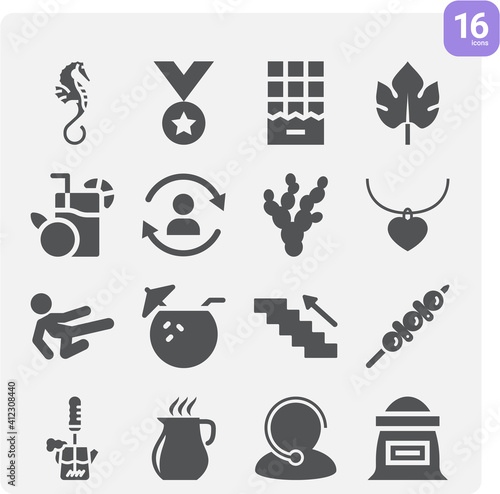 Simple set of food product related filled icons.
