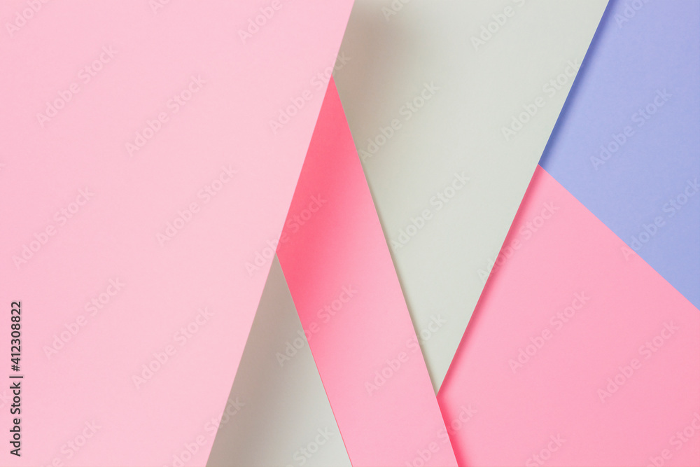 Abstract colored paper texture background. Minimal geometric shapes and lines in light blue, pastel pink, green colors Abstract colored paper texture background. Minimal geometric shapes and lines in light blue, pastel pink, green colors