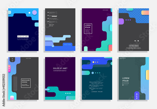 Modern abstract covers set. Abstract shapes composition. Futuristic minimal design. Eps10