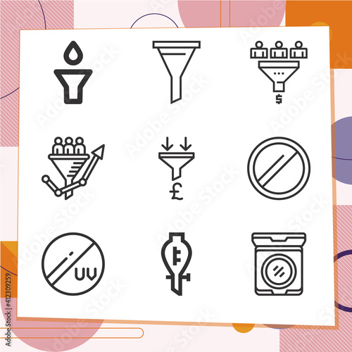 Simple set of 9 icons related to separate out