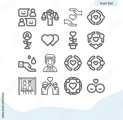 Simple set of brotherhood related lineal icons.